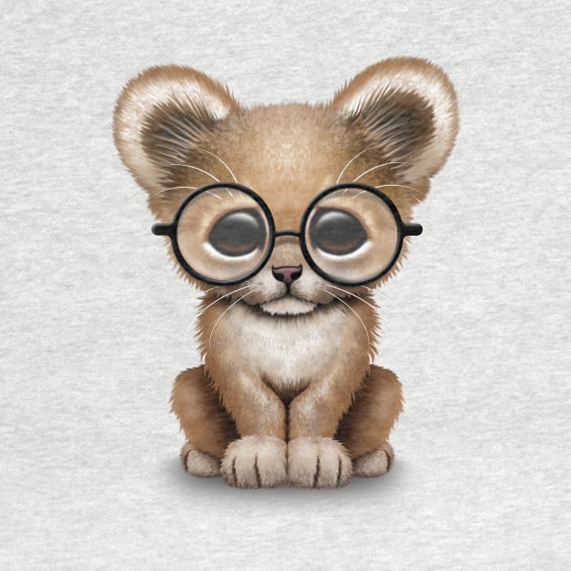 Cute Baby Lion Cub Wearing Glasses by jeffbartels